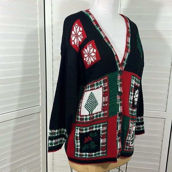 Christmas Sweater Cardigan Large Oversized Holiday Long - Picture 5 of 15